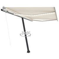 vidaXL Automatisk markis med vindsensor & LED 300x250 cm gräddvit