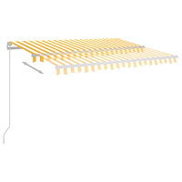 vidaXL Automatisk markis med vindsensor & LED 300x250 cm gul/vit