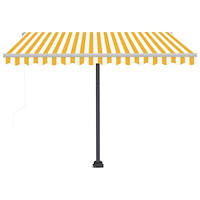 vidaXL Automatisk markis med vindsensor & LED 300x250 cm gul/vit