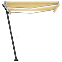 vidaXL Automatisk markis med vindsensor & LED 300x250 cm gul/vit