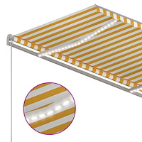 vidaXL Automatisk markis med vindsensor & LED 300x250 cm gul/vit