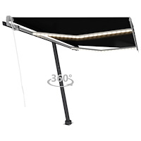vidaXL Automatisk markis med vindsensor & LED 300x250 cm antracit
