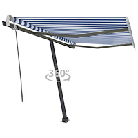 vidaXL Fristående markis manuellt infällbar 350x250 cm gul/vit