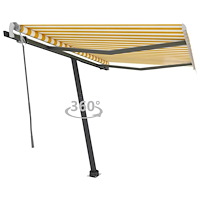 vidaXL Fristående markis manuellt infällbar 350x250 cm gul/vit