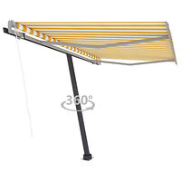 vidaXL Fristående markis automatisk 350x250 cm gul/vit