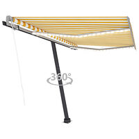 vidaXL Automatisk markis med vindsensor & LED 350x250 cm gul/vit