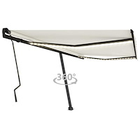 vidaXL Markis manuellt infällbar med LED 400x300 cm gräddvit