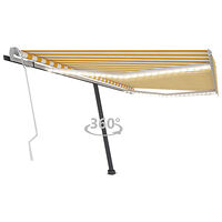 vidaXL Markis manuellt infällbar med LED 400x300 cm gul och vit