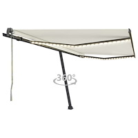 vidaXL Automatisk markis med vindsensor & LED 450x300 cm gräddvit