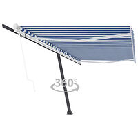 vidaXL Fristående markis automatisk 500x300 cm blå/vit