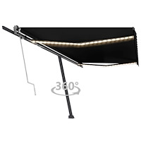 vidaXL Automatisk markis med vindsensor & LED 500x300 cm antracit