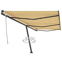 vidaXL Fristående markis manuellt infällbar 600x300 cm gul/vit
