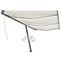 vidaXL Automatisk markis med vindsensor & LED 600x300 cm gräddvit