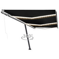 vidaXL Automatisk markis med vindsensor & LED 600x300 cm antracit