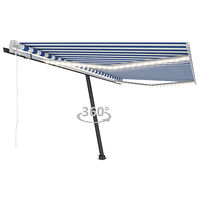vidaXL Automatisk markis med vindsensor & LED 400x350 cm blå och vit
