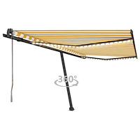 vidaXL Automatisk markis med vindsensor & LED 400x350 cm gul/vit