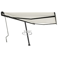 vidaXL Fristående markis manuellt infällbar 450x350 cm gräddvit