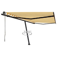 vidaXL Fristående markis automatisk 450x350 cm gul/vit