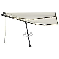 vidaXL Automatisk markis med vindsensor & LED 450x350 cm gräddvit