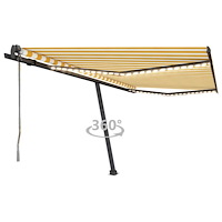 vidaXL Automatisk markis med vindsensor & LED 450x350 cm gul/vit