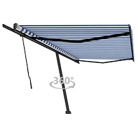 vidaXL Fristående markis manuellt infällbar 500x350 cm blå/vit