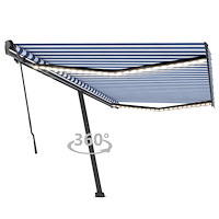 vidaXL Manuell markis med solcellsdriven LED-belysning 5 x 3,5 m