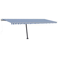 vidaXL Fristående automatisk markis 600x350 cm blå/vit