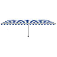 vidaXL Fristående automatisk markis 600x350 cm blå/vit