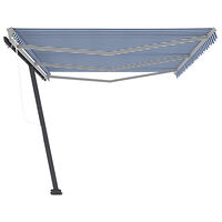 vidaXL Fristående automatisk markis 600x350 cm blå/vit