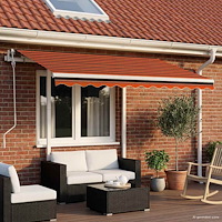 vidaXL Markis manuellt infällbar med LED 3x2,5 m orange och brun