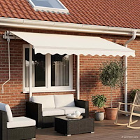 vidaXL Markis med stolpar manuellt infällbar 3,5x2,5 m gräddvit