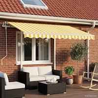 vidaXL Markis manuellt infällbar med LED 3,5x2,5 m gul och vit