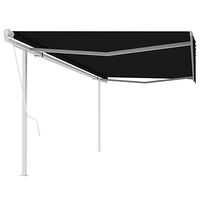 vidaXL Markis med stolpar automatiskt infällbar 5x3 m antracit
