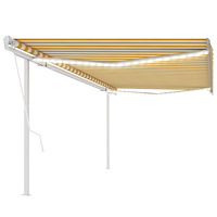 vidaXL Automatisk markis med vindsensor & LED 5x3,5 m gul och vit