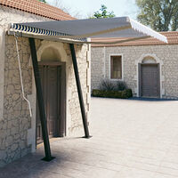 vidaXL Markis med stolpar manuellt infällbar 3,5x2,5 m blå och vit