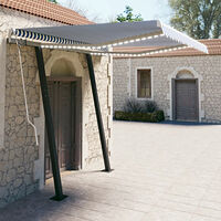 vidaXL Markis manuellt infällbar med LED 3,5x2,5 m blå och vit