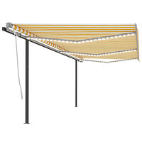 vidaXL Automatisk markis med vindsensor & LED 6x3 m gul/vit