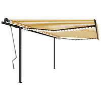 vidaXL Automatisk markis med vindsensor & LED 4x3,5 m gul och vit