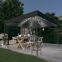 vidaXL Paviljong med ljusslinga LED 3x3 m antracit