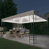 vidaXL Paviljong med ljusslinga LED 4x3x2,7 m vit