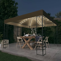 vidaXL Paviljong med ljusslinga LED 3x3 m taupe