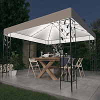 vidaXL Paviljong med ljusslinga LED 3x3 m vit