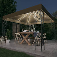 vidaXL Paviljong med ljusslinga LED 3x3 m taupe