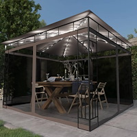 vidaXL Paviljong myggnät och ljusslinga LED 3x3x2,73 m taupe 180 g/m²