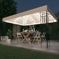 vidaXL Paviljong med ljusslinga LED 3x4 m gräddvit