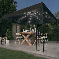 vidaXL Paviljong med ljusslinga LED 3x3 m antracit