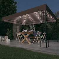 vidaXL Paviljong med ljusslinga LED 4x3 m taupe