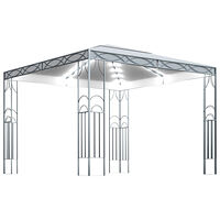 vidaXL Paviljong med ljusslinga LED 300x300 cm gräddvit