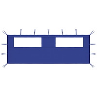 vidaXL Sidovägg med fönster till partytält 6x2 m blå