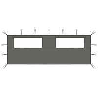 vidaXL Sidovägg med fönster till partytält 6x2 m antracit